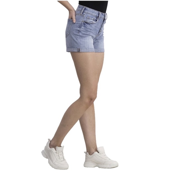 Old Navy High Rise Exposed Buttons Secret Slim Pocket Denim Shorts Size 0 New - Picture 2 of 8